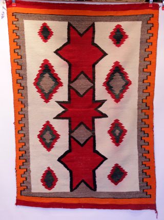 Antique C.  1910 Navajo Rug With Diamond And Star Motifs 61 " X 43 " Great Colors