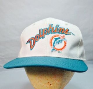Miami Dolphins Vintage 90’s Logo Nfl Football Dad Hat Cap Pro Sports Sz 7 3/8