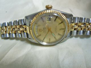 Vintage 1969 Rolex Tudor Oyster Prince Gold/ss Date - Day Ref 7019/3 Jumbo Watch