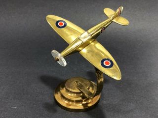 Raf Supermarine Spitfire Wwii Vintage Trench Art Airplane Model Brass Metal