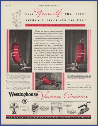 Vintage 1931 Westinghouse Vacuum Cleaners Fans Ranges Iron Appliances Print Ad