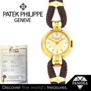 1945 Patek Philippe Ref.  2038 18k Yellow Gold Ladies Cord Band Watch 20mm
