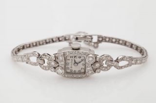 Antique 1920s $7000 2ct Vs G Diamond Bulova Platinum Ladies Watch