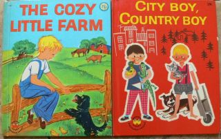 2 Vintage Wonder Books The Cozy Little Farm; City Boy,  Country Boy