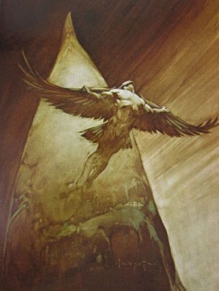 Vintage Frank Frazetta Art Birdman 1972 Full Color Plate Icarus Valkyrie Angel