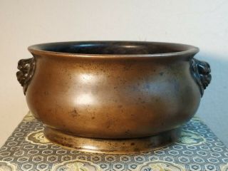 Antique Chinese Bronze Censer Incense Burner Xuande Mark Early Qing