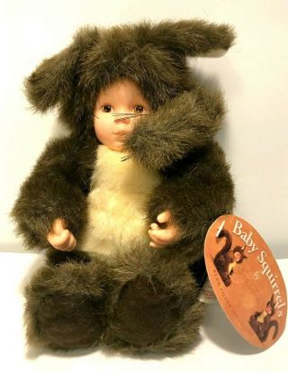 1998 Anne Geddes 9 " Baby Squirrel Plush Beanie Doll 525971 With Tags