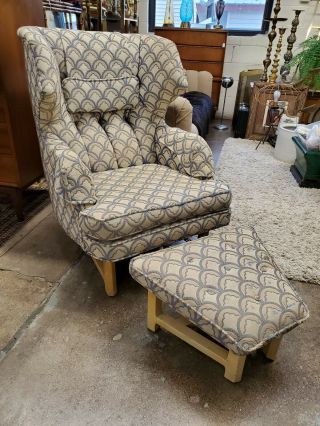 Edward Wormley For Dunbar Wingback Lounge Chair And Ottoman For Reupholstery