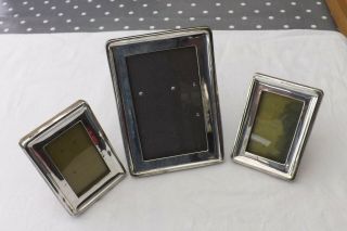 Three Solid Silver Hallmarked Photo Photograph Frames Silver 17.  5cms By 13cms