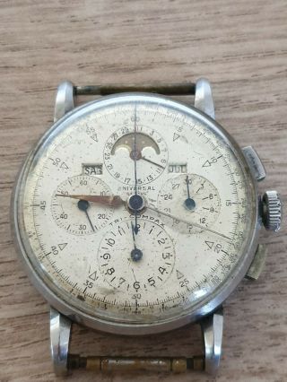 Vintage UNIVERSAL GENEVE TRI - COMPAX Moonphase Chronograph Watch Ref.  22250 3