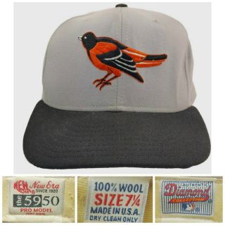 Baltimore Orioles Vintage Wool Hat Fitted 7 1/4 Gray U.  S.  A.  Cap Era 5950