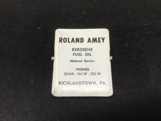 Richlandtown Pa Vintage Metal Advertising Paper Clip Roland Amey Fuel Oil 1950s