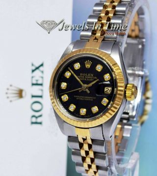 Rolex Datejust 18k Yellow Gold/steel Diamond Dial Ladies 26mm Watch 6917