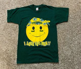 Green Bay Packers Vintage T Shirt Nfl Football I Love You Man Size Large