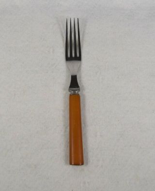 Stainless Bakelite Handle Butterscotch Art Deco 1 Dinner Fork