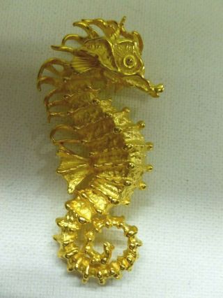 Vintage Gold Tone Jj Jonette Detailed Seahorse Sea Horse Brooch