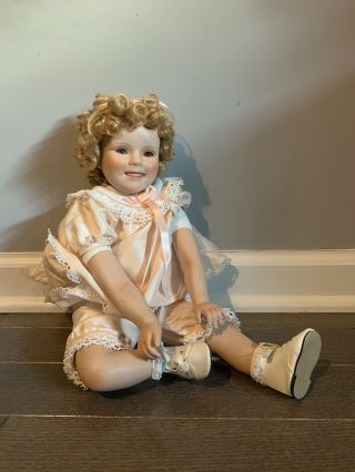 Shirley Temple Porcelain Doll By Danbury - Little Miss - Green Eyes,  Sitting