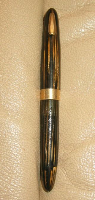 Vintage W.  A.  Sheaffer Fountain Pen Striated Gold 14k Gold Nib Short Clip Cap