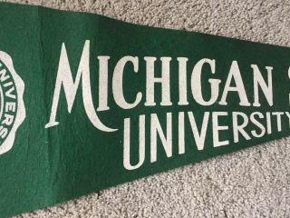Vintage Michigan State University Football Green and White Pennant 2