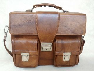 Vintage 1960s Leather Camera Bag With Inserts - Minolta,  Leica,  Canon,  Pentax