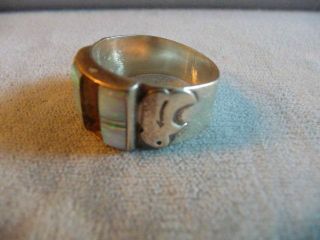 Vintage Native American Sterling Silver And Opal Ring Size 8 1/2 3/8 Wide 5.  2