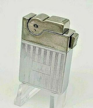 Vintage Mini Asr Silver Toned Push Button Semi Automatic Petrol Lighter Sparks
