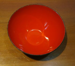 Krenit Red Enamel Black Bowl Vintage Mid Century Danish Modern Denmark Krenchel