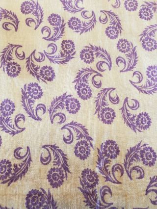Vintage Feed / Flour Sack Fabric Purple Lavendar Floral And Paisley Pattern Full