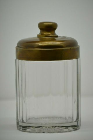 Vintage Tobacco Humidor Jar With Brushed Metal Lid (brass?)