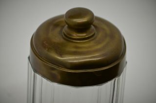 Vintage Tobacco Humidor Jar with Brushed Metal Lid (Brass?) 3