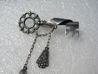Vintage Russian Latvian Silver 875 Ethnic Pin Brooch Key from Riga 3,  8 gr 2