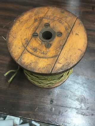 Anaconda Wire & Cable Co Vintage Wood Spool W/ Size 18 Twin Fabric Covered Wire