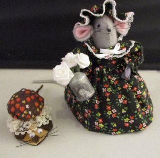 Vtg Handmade Felt Mouse Mom Gardener Baby Christmouse Christmas Ornaments