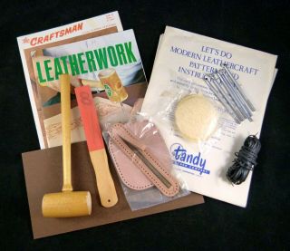 Vintage Tandy Leathercraft Kit Items Supplies Books Patterns Lace Tools 1970s