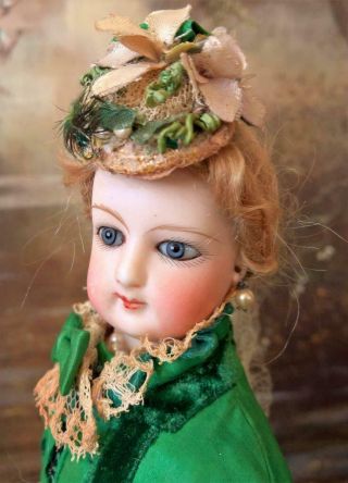 Stunning Early Antique French Fashion Doll 13 " Circa 1860 Plus 2 Couture Outfits