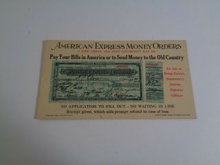 Vintage American Express Money Orders Advertising Ink Blotter 3 - 1/4 " X 5 - 7/8 "