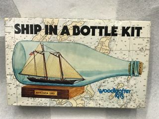 Vintage 1980 Ship In A Bottle Kit America 1851 Woodcrafter Kits