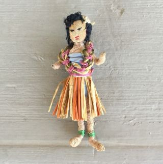 Vintage Hawaiian Hula Girl Doll Hand Made Cloth Antique