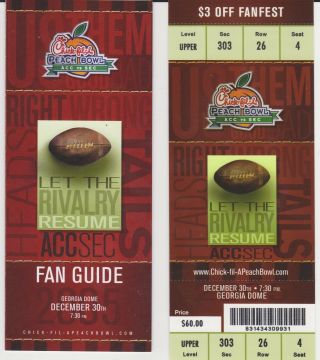 2005 Chick - Fil - A Bowl Full Football Ticket With Fan Guide Lsu Vs Miami