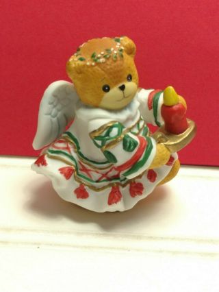 Vintage - 1985 - Enesco - Lucy And Me Bear - Christmas - Angel With Red Candle - Ah