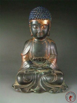 Large Old Chinese Tibet Bronze Made Tibetan Buddha Sakyamuni Statue Blessing