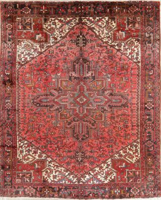 Wool Rug Hand - Knotted Geometric Oriental 9 X 11 Vintage Carpet