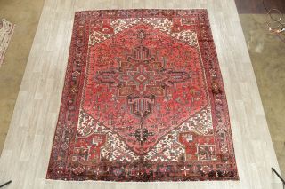 Wool Rug Hand - Knotted Geometric Oriental 9 x 11 Vintage Carpet 2