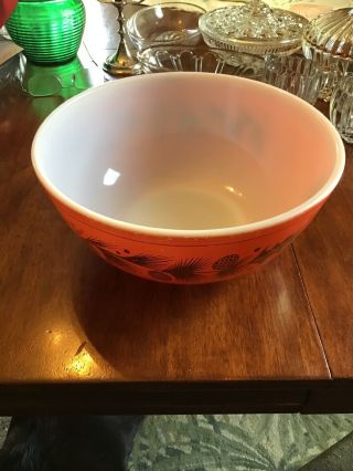 Vintage Pyrex Red 404 4 - Quart Large Primary Mixing Bowl,  Golden Pine Cone X - Mas