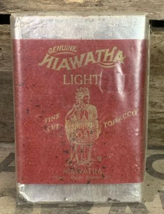 Rare Full Antique Vtg 1917 30s Hiawatha Light Fine Cut Smoking Tobacco W/ Indian