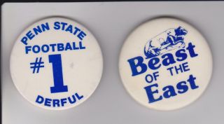 Vintage Penn State Nittany Lion Football Pins - Beast Of The East - Psu 1 - We Are