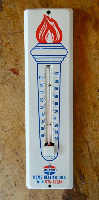 Vintage Standard Oil Metal Advertising Thermometer 1950 