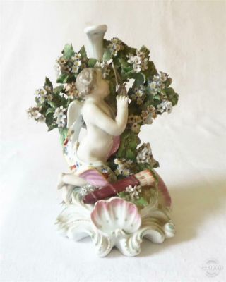 Good Sized Antique 18th Century Derby Figure Of Cupid With Bocage C1780