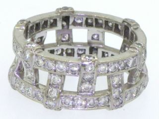 Antique Art Deco Platinum 2.  0CT VS1/F diamond woven eternity band ring size 7.  75 2