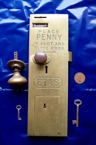 Victorian Penny In The Slot Public Toilet Door Lock Etas No 5
